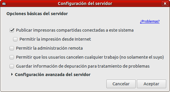 Configuración del servidor de impresión. Publicar impresoras compartidas