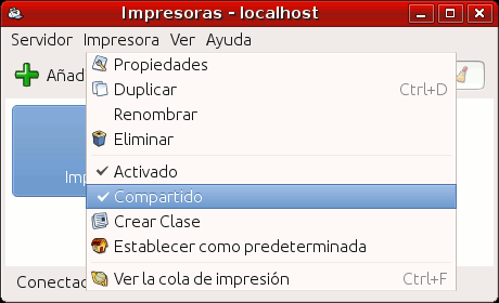Impresora activa y compartida